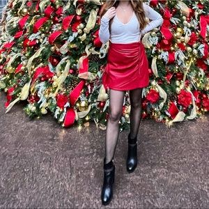 Bershka- Red Leather Skirt